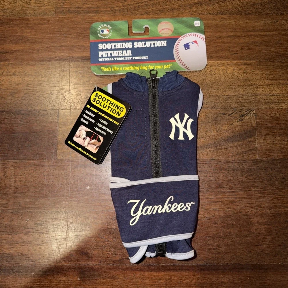 New York Yankees Petwear Soothing Solution Sz XS Navy Tummy Band Zip Official